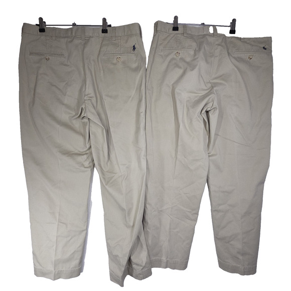 Vtg Polo Ralph Lauren Preston Pants Mens Flat Front 36x29 Preppy Chino Lot of 2 - Picture 2 of 13